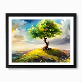 Tree On A Hill Art Print