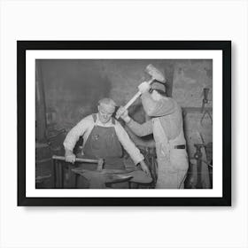 Blacksmith And Helper Pounding Out Plow Point,Depew, Oklahoma By Russell Lee Art Print