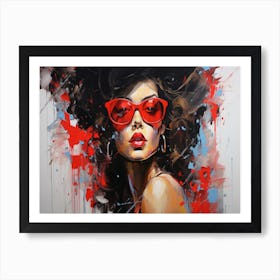 Lady In Red Sunglasses 1 Art Print