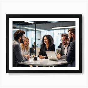 Energetic Team Of Adults Multi Cultural Melting Together In A Well Designed Modern Office Space B Art Print