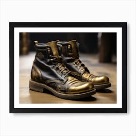 Kintsugi Golden Boots Art Print