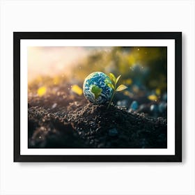 Earth With Green Plant Art Print