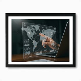 Hand Pointing At A Laptop Art Print