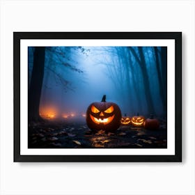 Halloween Pumpkins In The Woods 1 Art Print