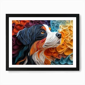 Bernese Mountain Dog Paper Quilling Portrait Art Print