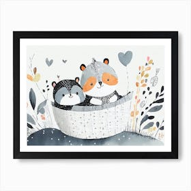 Little fantasy Bears In A Basket Art Print