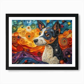 Brazilian Terrier Paper Quill Dog Portrait III Art Print