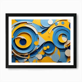 Abstract Blue And Yellow Wall Art Art Print