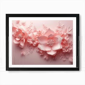 3d Design of a Pink Floral Poster