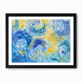 Blue And Yellow Swirls 2 Art Print