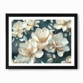 Abstract Background Of 3d Magnolia Flowers Art Print