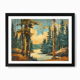 Retro Mountains Illustration 4 Art Print