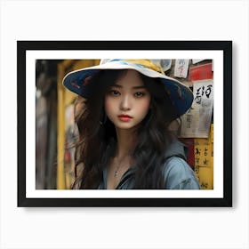 Asian Girl In Hat Art Print