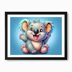 Adorable Cartoon Koala Waving Hello Art Print