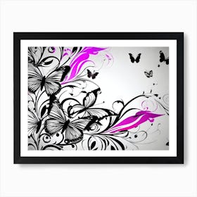 Butterflies And Vines 1 Art Print