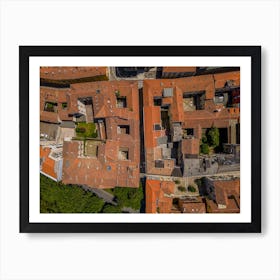 Top view of the historic houses and streets of the Italian city of Novara, Piedmont. Art Print