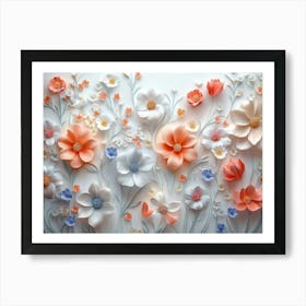 3d Lush Array of Flowers Art Print