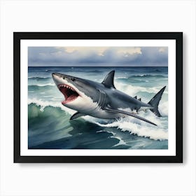 Giant White Shark Art Print