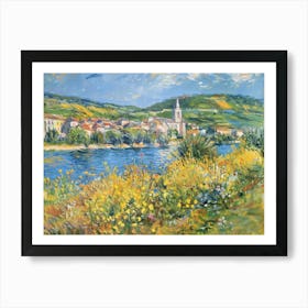 Village By The Lakeshore Painting Inspired By Paul Cezanne Art Print