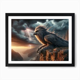 Lion-Bird Oversight Fantasy Art Print