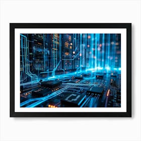 Advanced Cybersecurity Concept Visualized By A Thick Lens Of Intertwined Metallic Wires Representing (5) Art Print