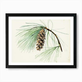 Winter Pine Cone Farmhouse Painting Art Print