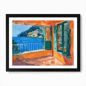 Positano From The Window View Painting 2 Art Print