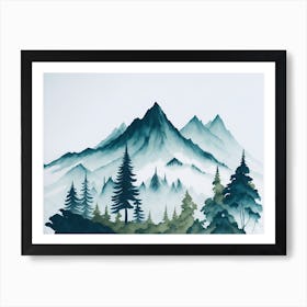 Mountain Background Minimal Landscape Art Very Plain Added Foreground Trees Watercolor Brush 20 202310271127532 Obvt Ntqq Art Print