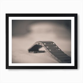 Close Up Of A Metal Watch Strap Is On A White Cloth Art Print