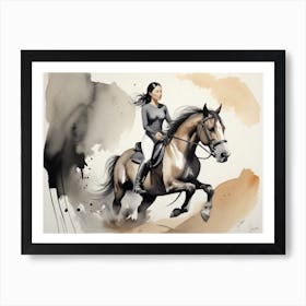 Woman Riding A Horse 2 Art Print