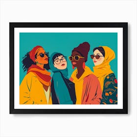 Modern Illustration Of Women In Harmony Enjoying Their Diversity 1 Poster