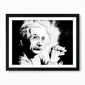 Albert Einstein Black In White Art Print