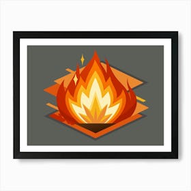 Abstract Geometric Fire Icon Art Print