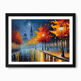 Street Lamp In Autumn 3 Art Print