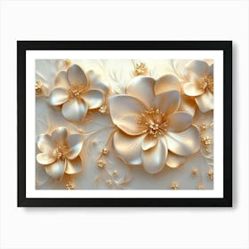 Flowers In Gold and Cream Colors Art Print