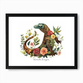 Little Floral Komodo Dragon 2 Poster Art Print