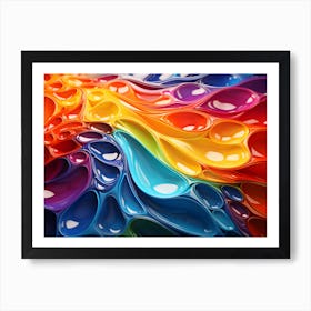 Shimmering Liquid Rainbow Pockets Abstract Art Print