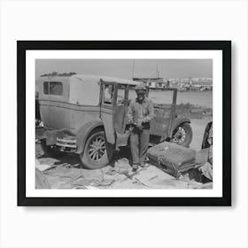 Migrant Auto Wrecker In Front Of Car Which He Will Dismantle, Corpus Christi, Texas By Russell Lee Art Print