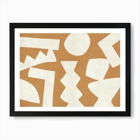 Bohemian Graphic Pattern Monochromatic - Warm Sand Orange Art Print