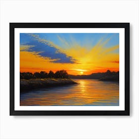 Sunset Over The River Art Print