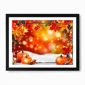 Autumn Leaves Radiate Vibrant Red Orange And Yellow Hues Clustered Together Embraced By A Decora (7) Art Print