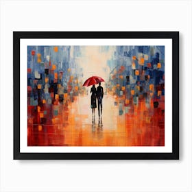 Couple Walking In The Rain 2 Art Print