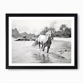 A Horse Oil Painting In Anse Source D Argent, Seychelles, Landscape 1 Art Print