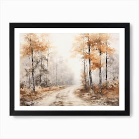 A Painting Of Country Road Through Woods In Autumn 71 Art Print