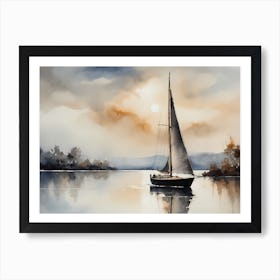 Sailboat Painting Lake House (4) Art Print