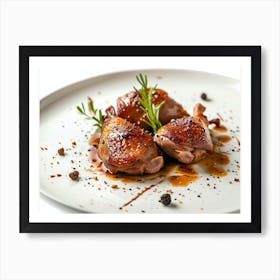 Roasted Duck On A White Plate Art Print