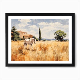Horses Painting In Tuscany, Italy, Landscape 2 Art Print