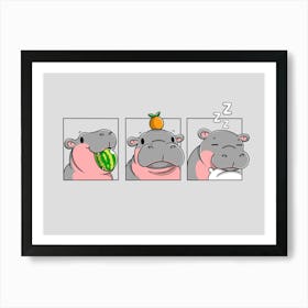 Eat, Play, Repeat Hippo Art Print