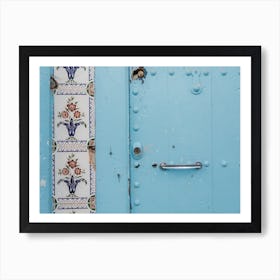 Tiles and blue door | Minimal Art | Morocco Art Print