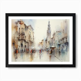 City In The Rain Art Print